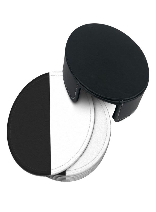 ASYG 6 pcs Pure Split Black and White Coasters for Drinks,Black White Coasters for Coffee Table, Kitchen Table Decor - Image 5